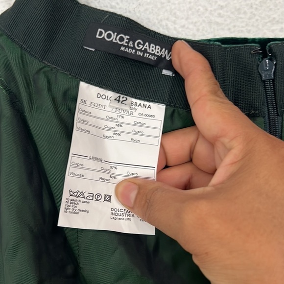 DOLCE & GABANA green velvet midi skirt size 42 - Picture 8 of 14